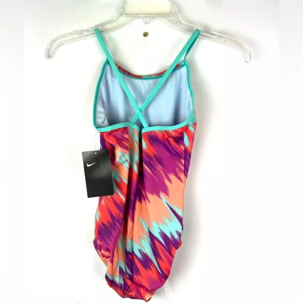Nike Girl’s Crossback Multicolored One Piece Swimsuit Size M
